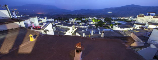 Village of Yegen at night in the Alpujarras mountains, Granada, Spain