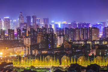Hangzhou beautiful city night view and skyline