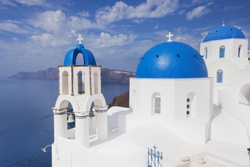 Blue domes in Greece island 
