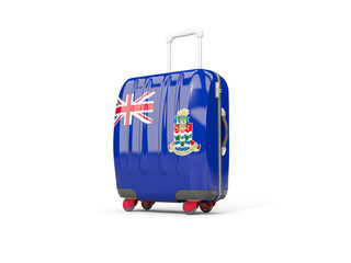 Luggage with flag of cayman islands. Suitcase isolated on white