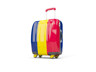 Luggage with flag of chad. Suitcase isolated on white