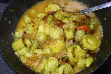 Ridged gourd squash curry or Turai sabji, an Indian delicacy