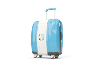 Luggage with flag of guatemala. Suitcase isolated on white