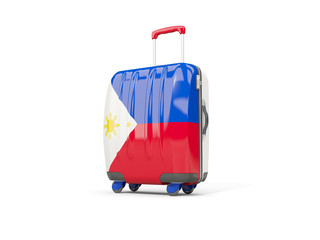 Luggage with flag of philippines. Suitcase isolated on white