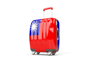 Luggage with flag of republic of china. Suitcase isolated on white