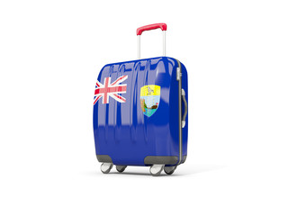 Luggage with flag of saint helena. Suitcase isolated on white
