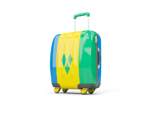 Luggage with flag of saint vincent and the grenadines. Suitcase isolated on white