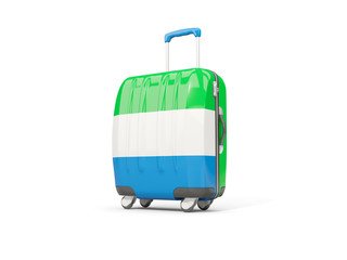 Luggage with flag of sierra leone. Suitcase isolated on white