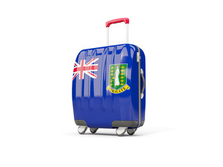 Luggage with flag of virgin islands british. Suitcase isolated on white