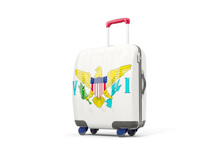 Luggage with flag of virgin islands us. Suitcase isolated on white