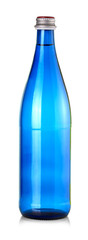 blue bottle of water mineral isolated on white background.