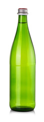 Green bottle of water mineral isolated on white background.