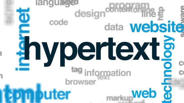 Hypertext animated word cloud, text design animation.