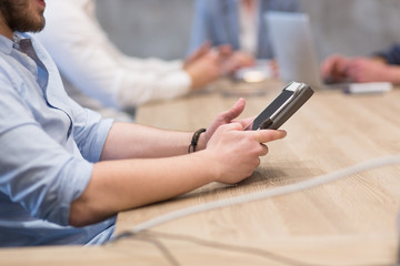 businessman using tablet computer