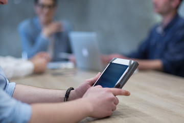 businessman using tablet computer