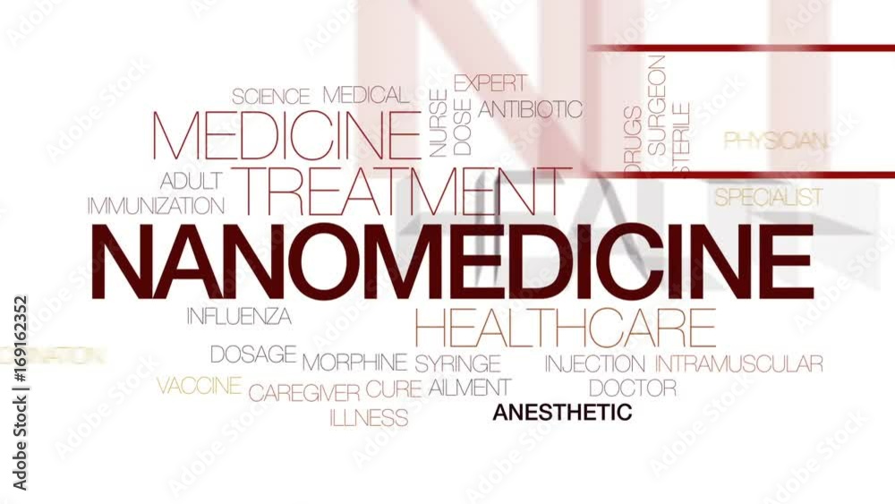 Sticker nanomedicine animated word cloud, text design animation. kinetic typography.