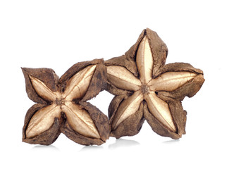 Sacha inchi peanut seed isolate on white background