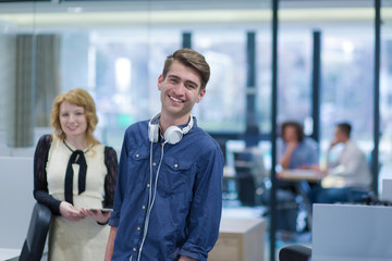 Fototapeta premium Business People Working With Tablet in startup office