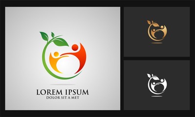 green leaf circle family logo