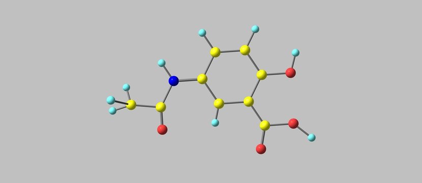 Mesalazine Molecular Structure Isolated On Grey