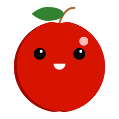 Apple grinning face emoji vector illustration. Flat style design. Colorful graphics