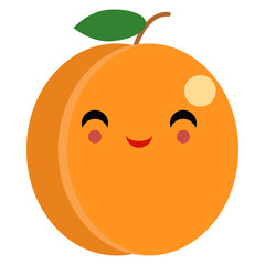 Peach smiling face emoji with smiling eyes vector illustration. Flat style design. Colorful graphics