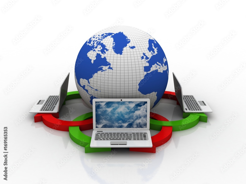 Poster 3d rendering technology computer network