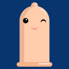 Winking Face condom emoji vector illustration. Flat style design. Colorful graphics