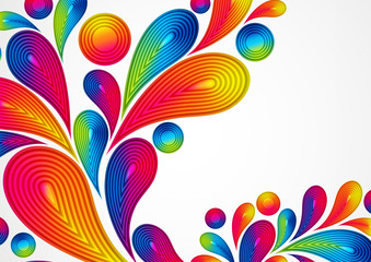 Colorful abstract background with striped drops splash, color design, graphic illustration. A4.