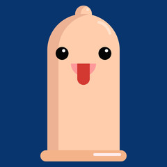 Face with stuck-out tongue condom emoji vector illustration. Flat style design. Colorful graphics