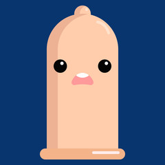 Frowning face with open mouth condom emoji vector illustration. Flat style design. Colorful graphics