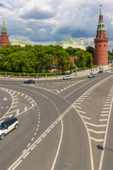 Kremlin and the road with the markings - a summer day before the rain