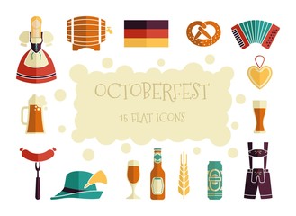 Oktoberfest beer festival flat icons design