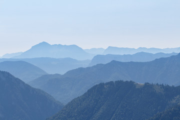 Mountain Peaks in Bavaria, panorama view from Mt. Hochfelln