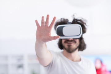 man using VR-headset glasses of virtual reality