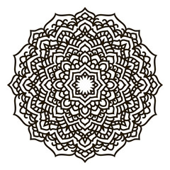 Mandala. Black and white decorative element. Picture for coloring.