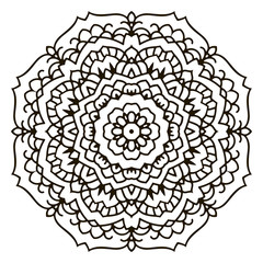 Mandala. Black and white decorative element. Picture for coloring.