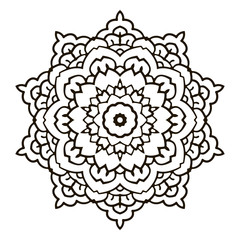 Mandala. Black and white decorative element. Picture for coloring.