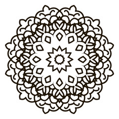 Mandala. Black and white decorative element. Picture for coloring.