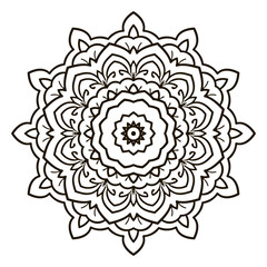 Mandala. Black and white decorative element. Picture for coloring.