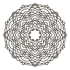 Mandala. Black and white decorative element. Picture for coloring.