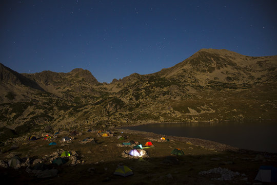 night camping area in Retezat National Park, Romanian Carpathians