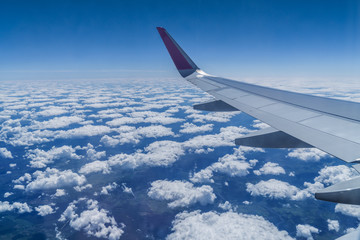 Fototapeta premium Over cloudy sky. View from plane.