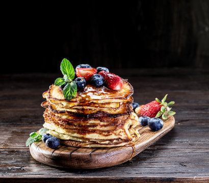 Pancakes with fresh berries.