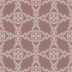 Vintage brown ornament. Floral seamless pattern