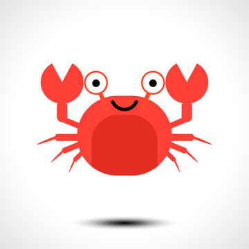 Crab icon. Cute cartoon baby character isolated on white background. Vector illustration