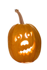 Halloween pumpkin, funny face isolated on white background