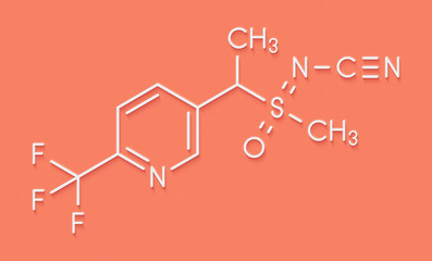Sulfoxaflor insecticide molecule. Skeletal formula.