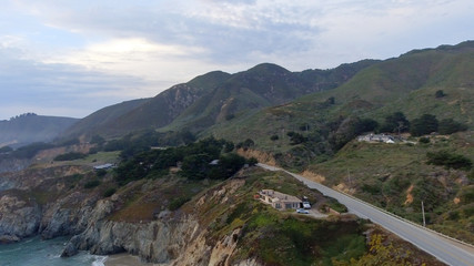 Aerial view of Cabrillo Highway near Bixby Bridge, CA