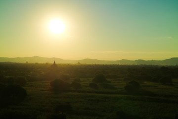 Naklejka na ściany i meble Beautiful Sunset in Bagan, Myanmar